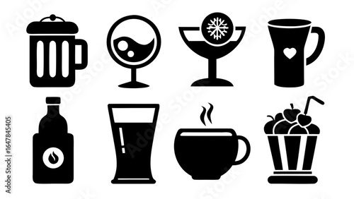 drinks silhouette vector set,drinks icon set
