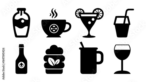 drinks silhouette vector set,drinks icon set