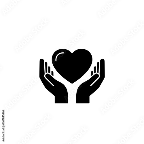 Hands holding heart icon on a transparent background