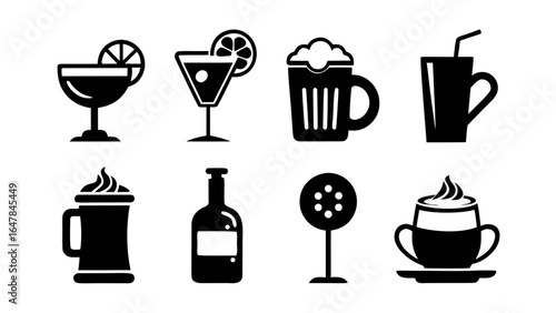 drinks silhouette vector set,drinks icon set