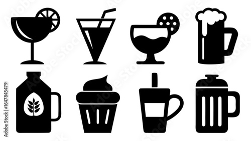 drinks silhouette vector set,drinks icon set