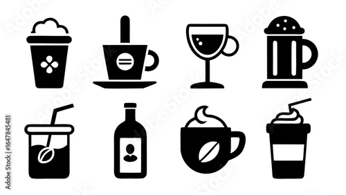 drinks silhouette vector set,drinks icon set