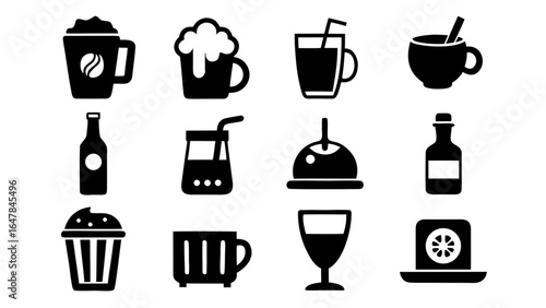 drinks silhouette vector set,drinks icon set