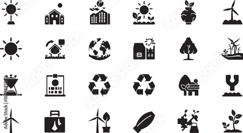  Environment and Ecology Icons Set Vector