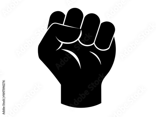 Fist silhouette vector, power, strength icon