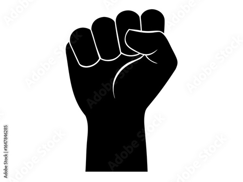 Fist silhouette vector, power, strength icon