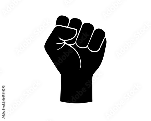 Fist silhouette vector, sign of power, strength icon