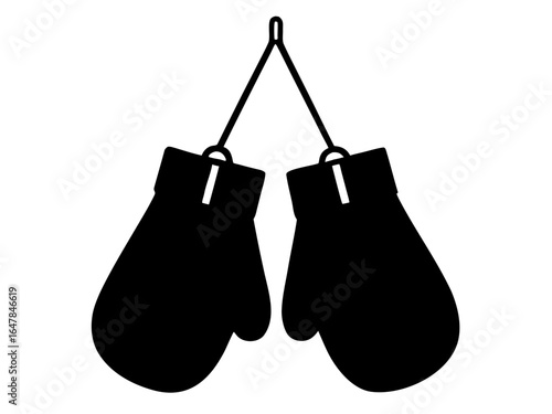 hanging Boxing gloves  black silhouette vector,Boxing gloves icon