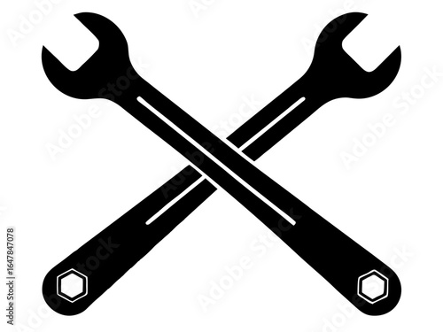 two crossed wrench silhouette vector,wrench icon,wrench  icon