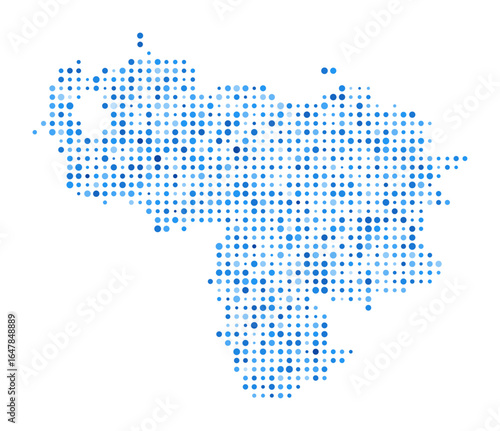Venezuela Dot Map. Country Digital Style Shape. Venezuela vector image. Country shape blue circular dots. Beautiful vector illustration.