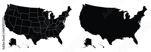 Fill and Stroke with Fill USA Map Vector Illustration