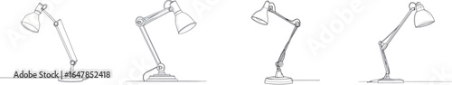 A one-line drawing of a table lamp on a white isolated background is the subject of this modern illustration