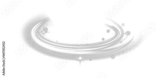 White translucent wind streams with light sparkles and soft motion blur. Visual effect of winter swirl, cold wind gust or airflow from air conditioner on transparent background.