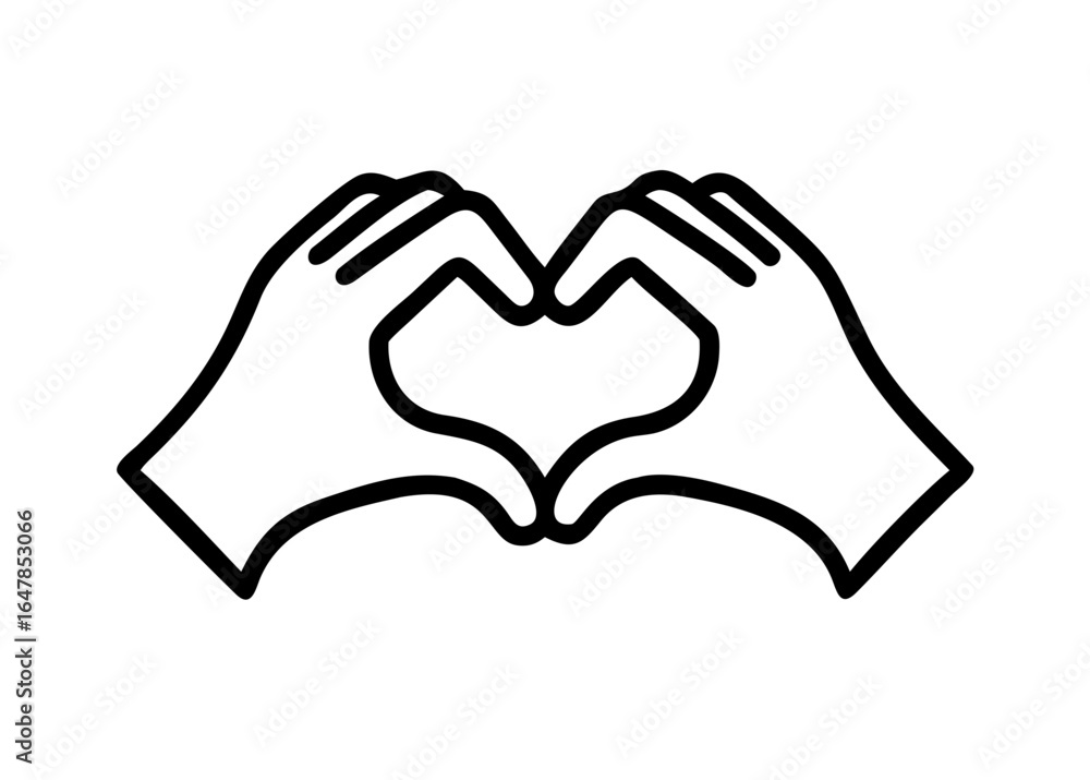Obraz premium Two hands forming a heart shape vector silhouette 