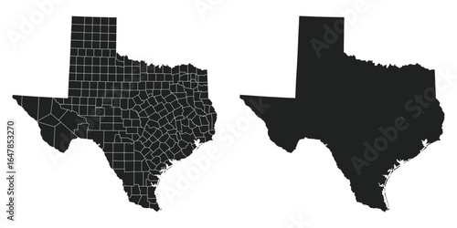 Texas of USA vector illustration fill, stroke with fill map