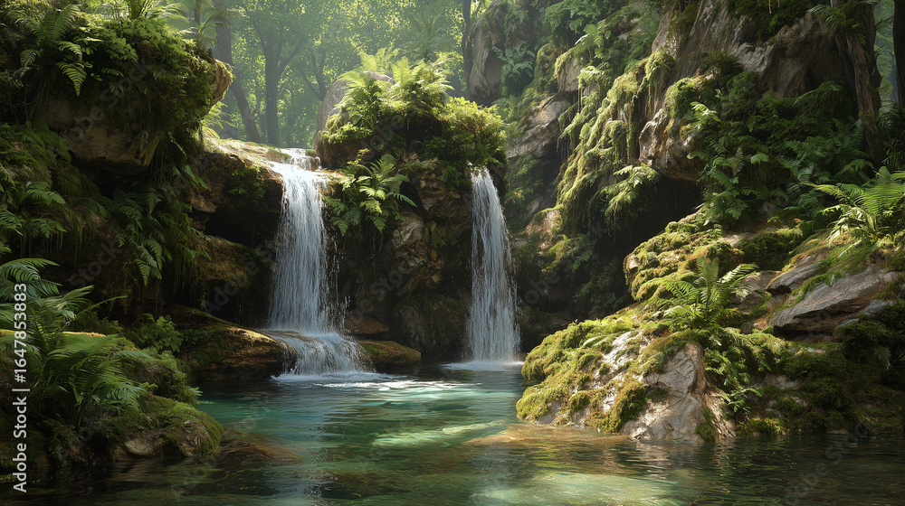 Fototapeta premium Waterfall in lush forest