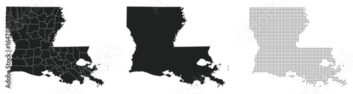 Vector illustration of louisiana of usa fill, stroke with fill and dotted map
