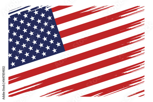 Grunge American Flag Illustration with Stars and Stripes Patriotic Design for Independence Day Celebration and National Holiday Themes