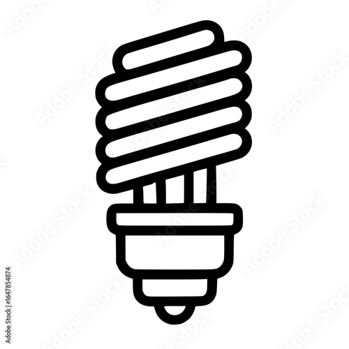 Compact Fluorescent Light Bulb Outline Icon
