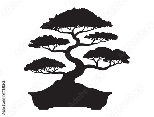 bonsai vector illustration design colors. Vector black silhouette. with white background