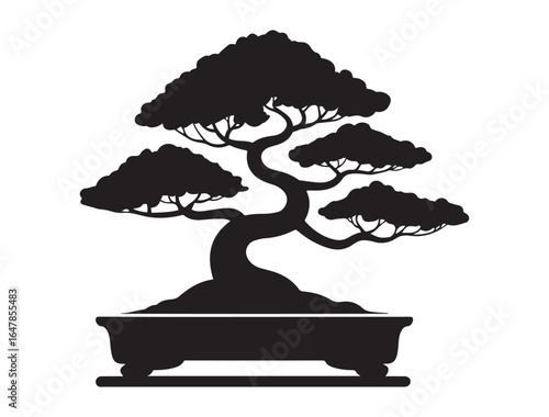 bonsai vector illustration design colors. Vector black silhouette. with white background