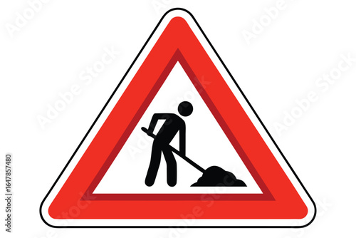 Road work ahead sign warning drivers of construction zone and potential delays safety measures in place
