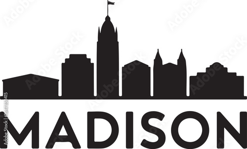 Madison Skyline Silhouette Vector on White Background