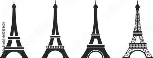 PrintEiffel Tower icons, Paris landmark, travel symbol, French architecture, cityscape, famous monument, tourism, France travel, vector design, historic building