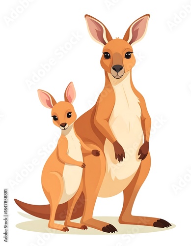 Cartoon kangaroo mother and joey (1)