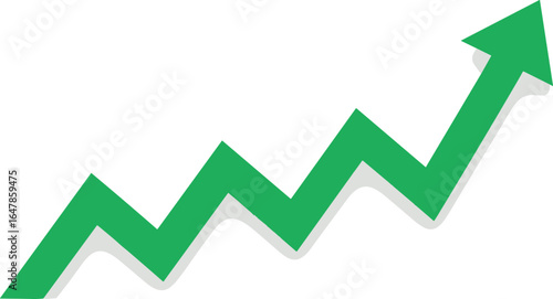 Green rising arrow indicating growth, success, and positive performance trend