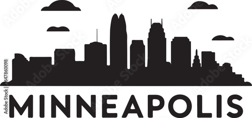 Photos Minneapolis Skyline Silhouette Vector on White Background