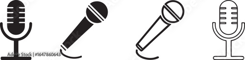 Minimalist Microphone Icons Set for Audio and Broadcast Design Needs