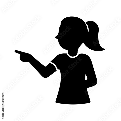silhouette of a girl showing something with her hand
