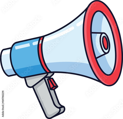 Megaphone illustration, loudspeaker icon, public announcement, marketing tool, communication device, promotion symbol, advertising concept, call to action, voice amplifier, alert sign
