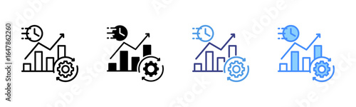 Efficiency icon set multiple style collection
