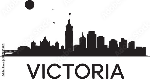 Victoria Skyline Silhouette Vector on White Background
