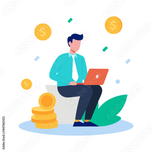 Vector art illustration of a digital businessman