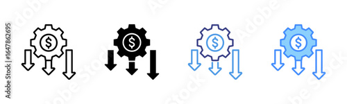 Reduce Cost icon set multiple style collection