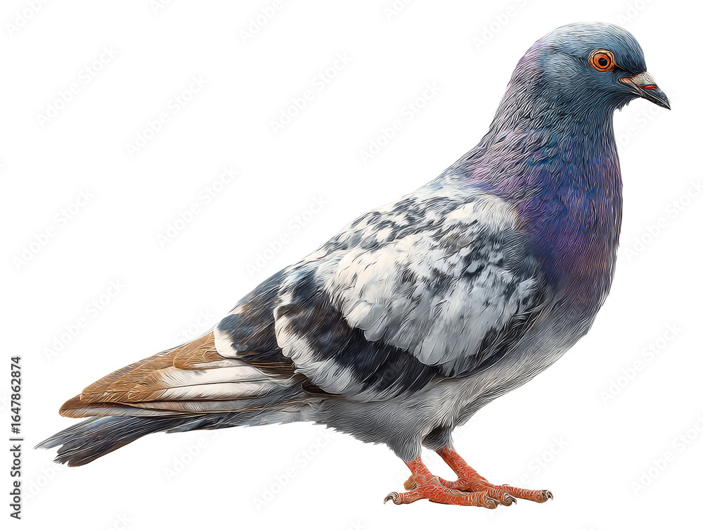 Naklejka premium Colorful pigeon isolated on transparent background