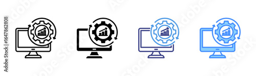 Software icon set multiple style collection