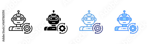 Robotics icon set multiple style collection