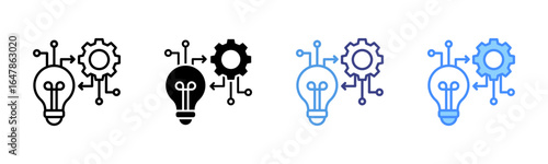 Implementation icon set multiple style collection