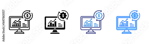 Economic Activity icon set multiple style collection