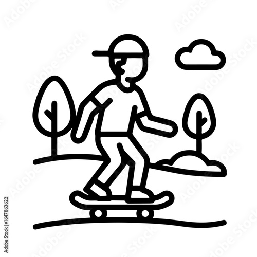 Line icon skateboarder in the park vector on white background
Vector line icon on white background