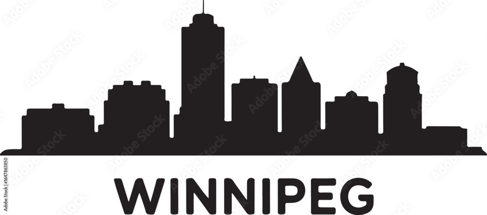 Obraz premium Winnipeg Skyline Silhouette Vector on White Background