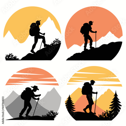 hiking silhouette vector designs