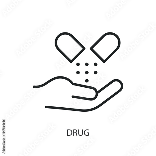 Drug thin line vector icons.