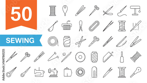 Sewing tools and supplies collection needle thread