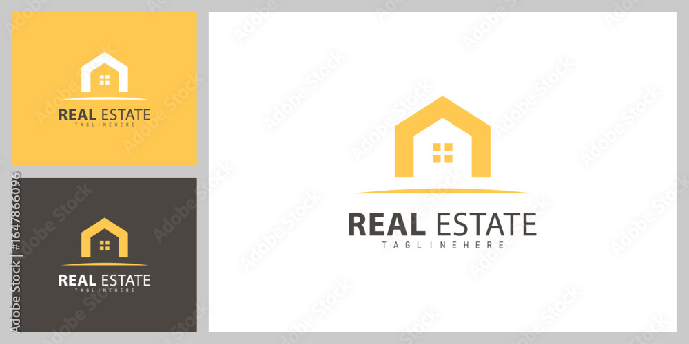 Fototapeta premium Minimalist Building Icon Logo – Real Estate Business Branding Template