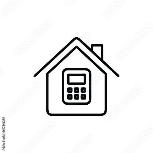 House outline with Calculator Icon on transparent background financial concept design